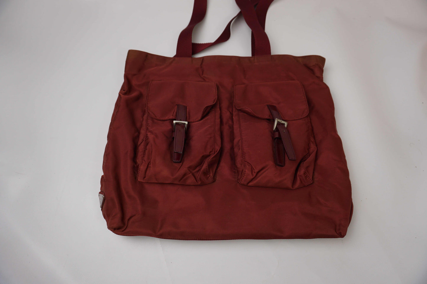 PRADA Shopper Bordeaux Side Emblem | LAYZSSHOP | Prada Vintage