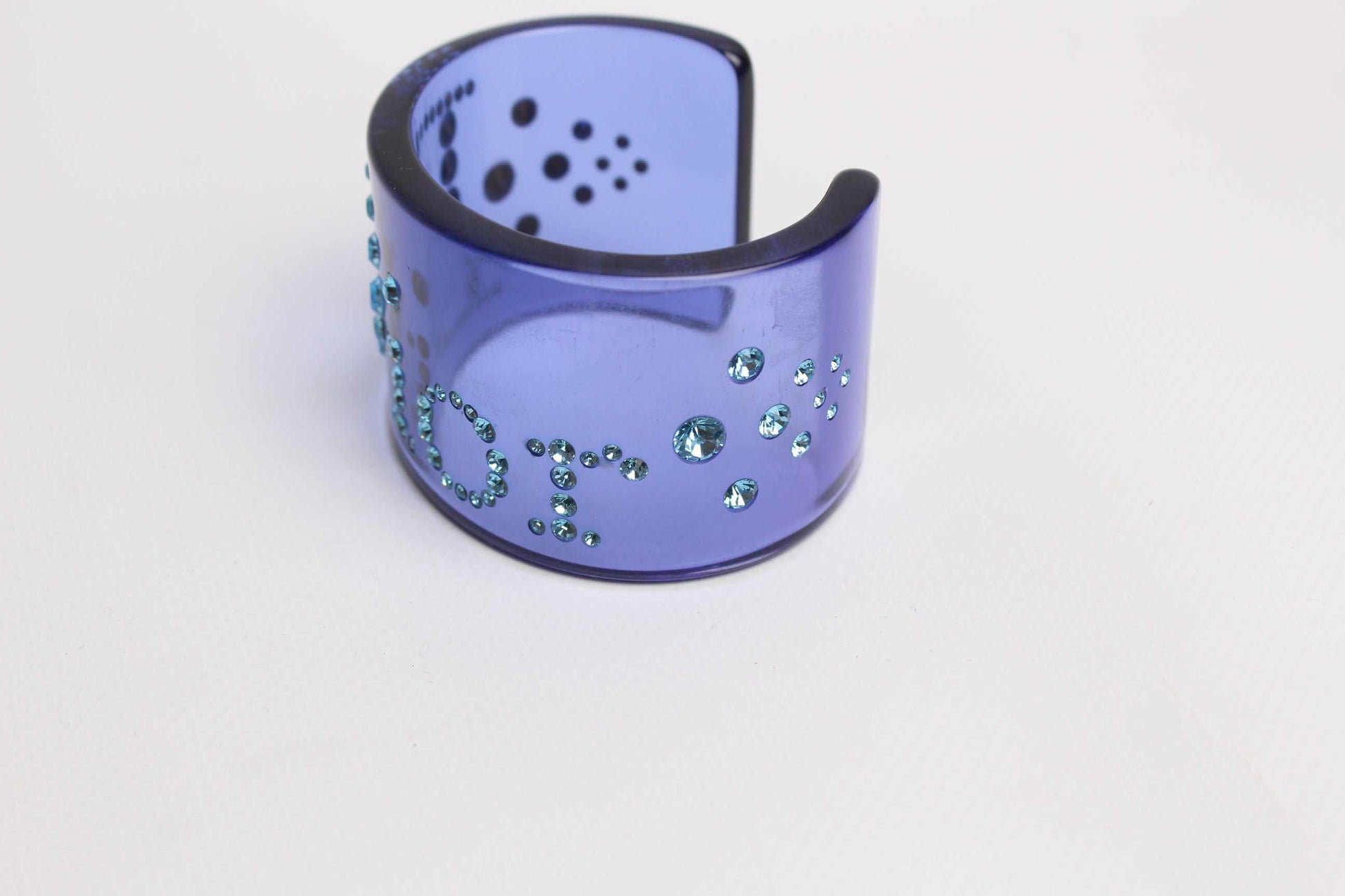 CHRISTIAN DIOR Resin Stud Logo Cuff Bracelet Blue | LAYZSSHOP | Dior Vintage