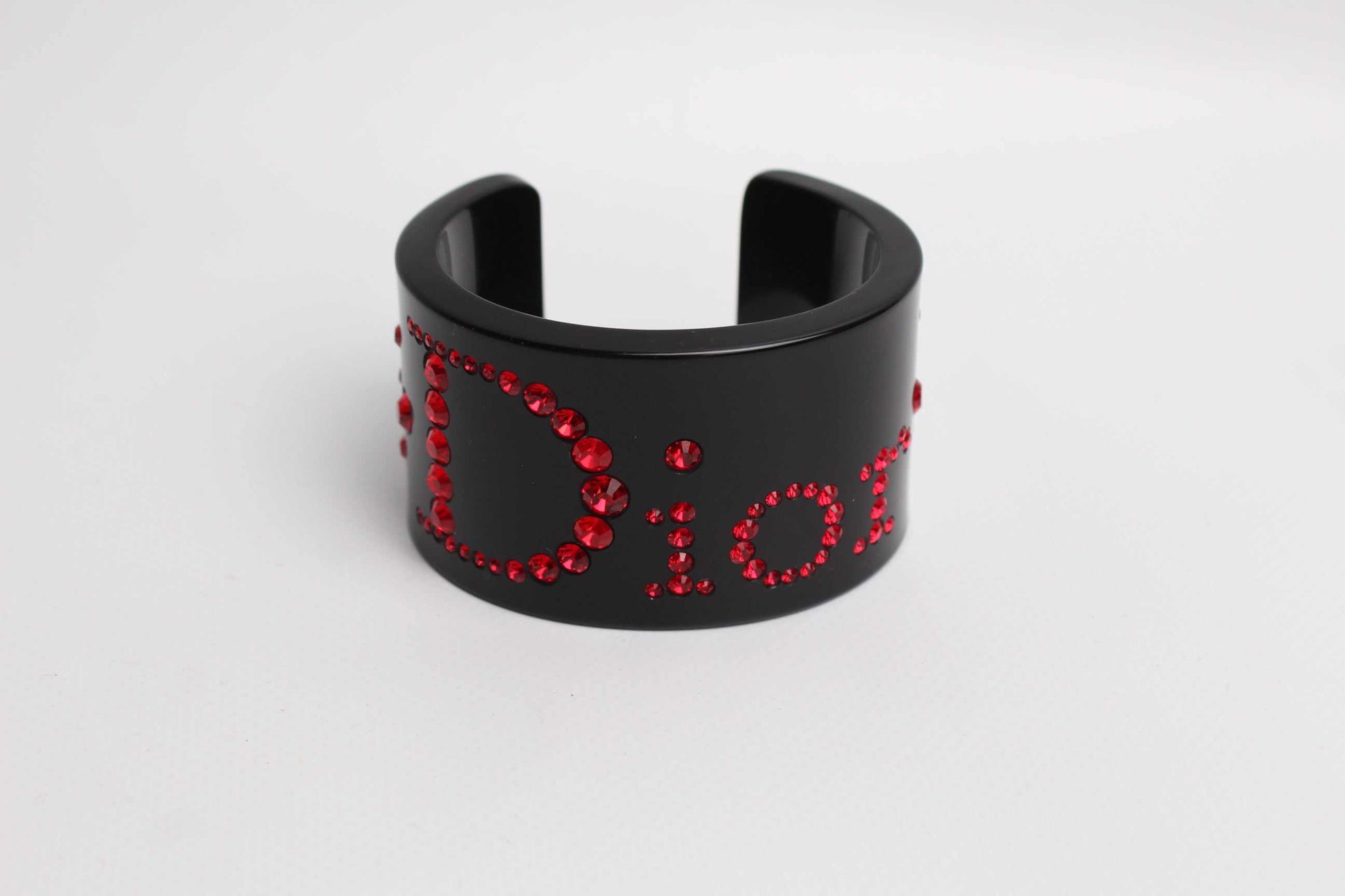 CHRISTIAN DIOR Resin Stud Logo Cuff Bracelet Black/Red | LAYZSSHOP | Dior Vintage