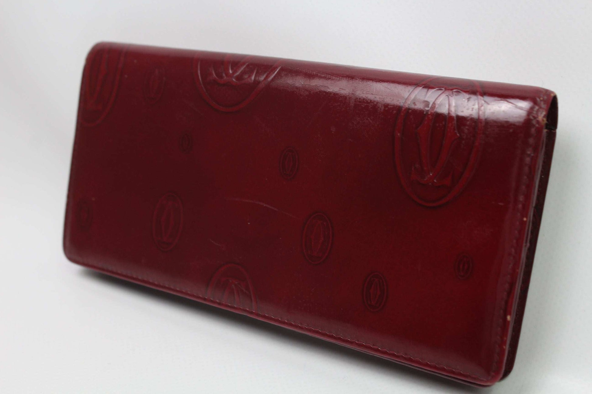 CARTIER Leather Longwallet Bordeaux | LAYZSSHOP | Cartier Vintage