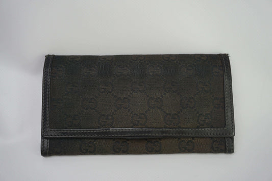 GUCCI Longwallet Black, fabric material, 21x10cm, condition 6-7/10.