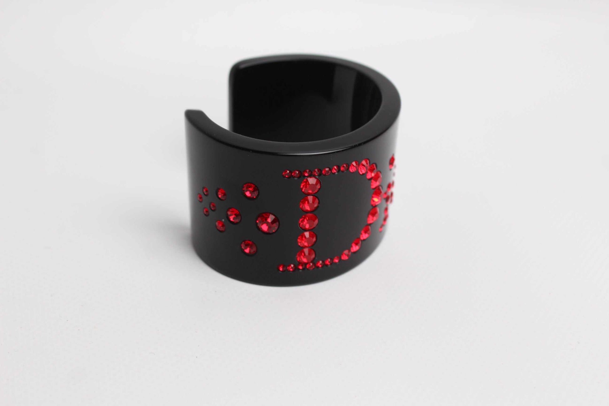 CHRISTIAN DIOR Resin Stud Logo Cuff Bracelet Black/Red | LAYZSSHOP | Dior Vintage