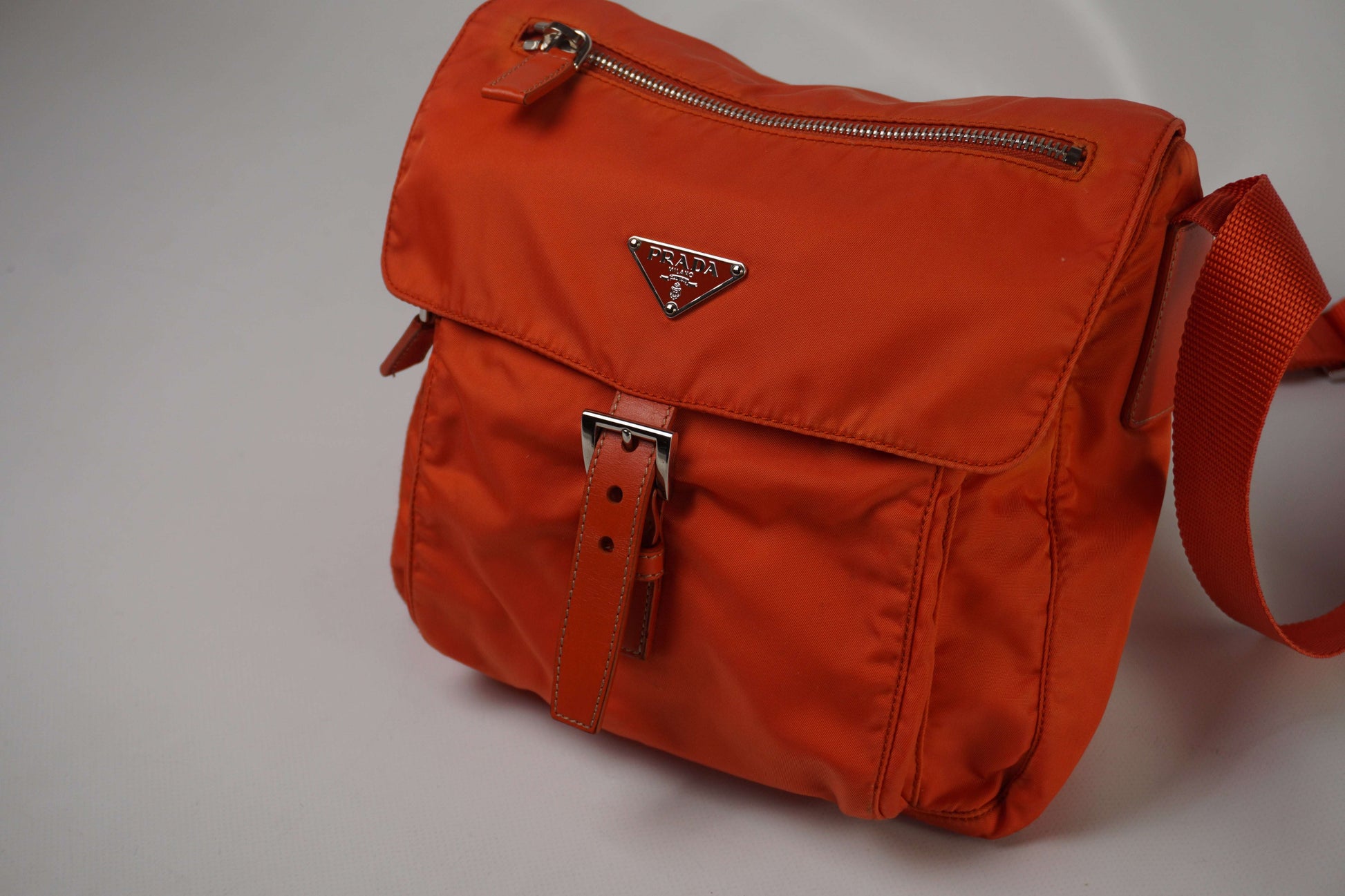 PRADA Messenger Bag One Strap Orange | LAYZSSHOP | Prada Vintage