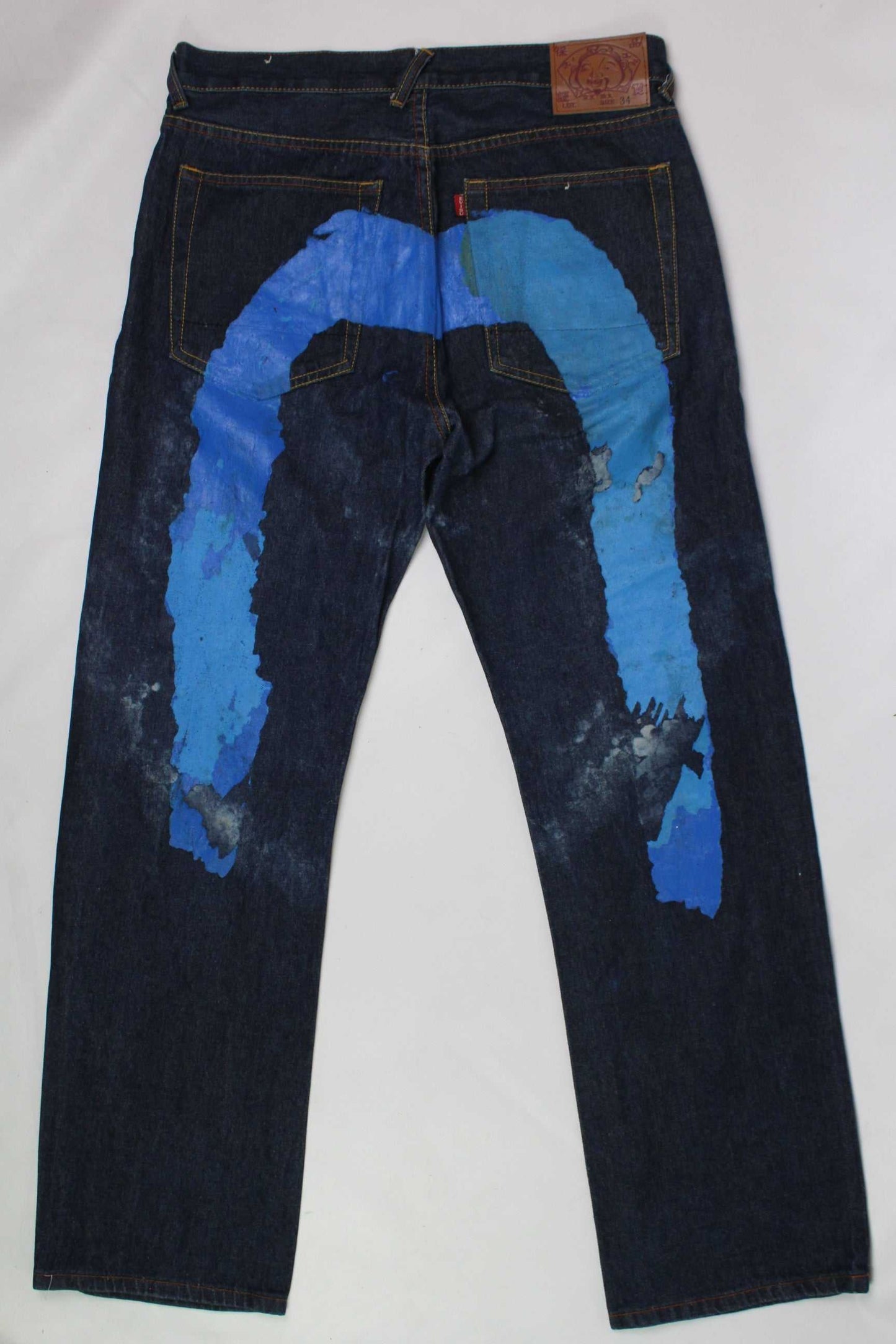 EVISU Blue Paint Daicock Denim | LAYZSSHOP | Evisu Vintage