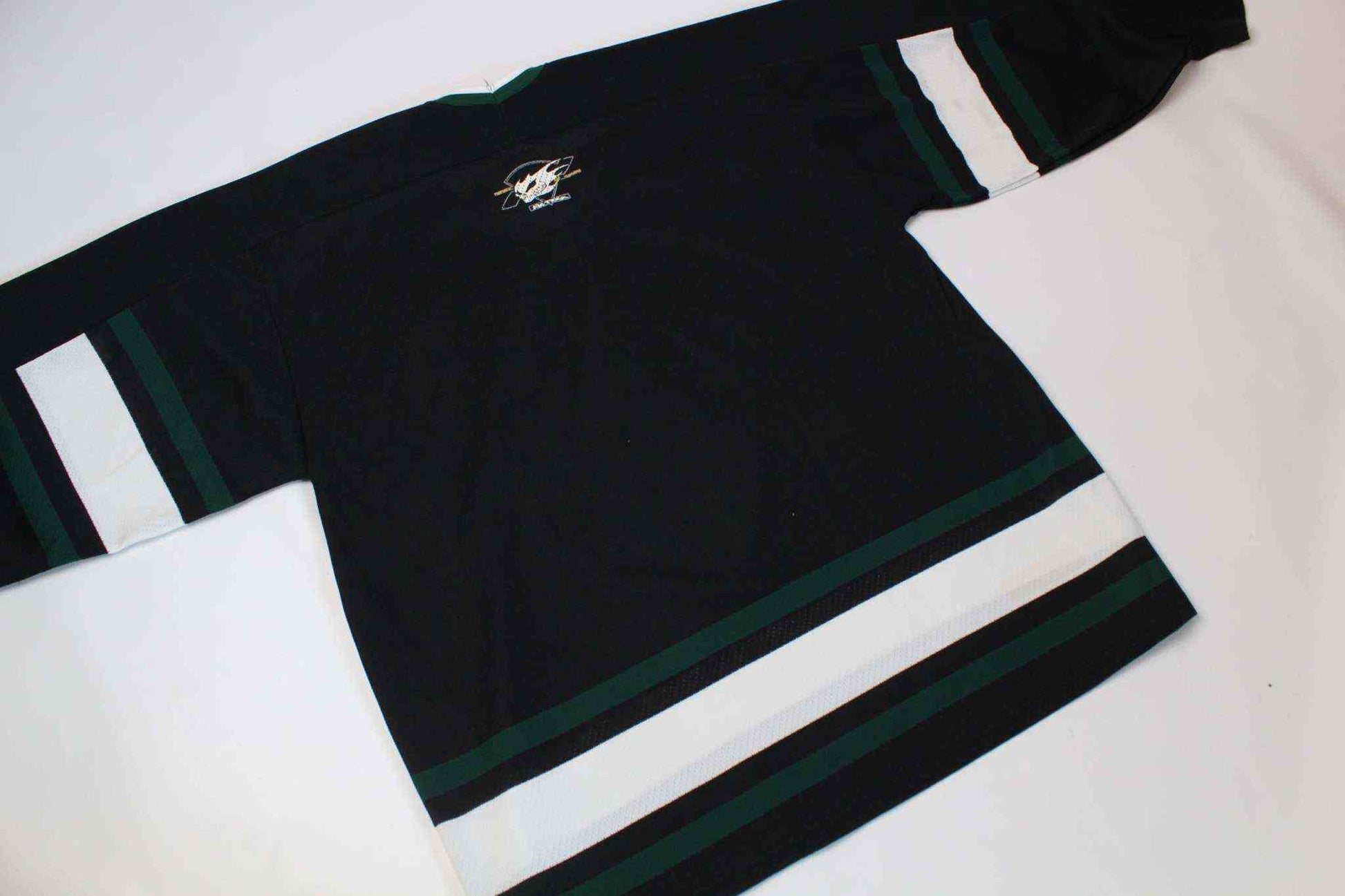 NO FEAR Shirt Black, size L, polyester, black with green and white stripes.