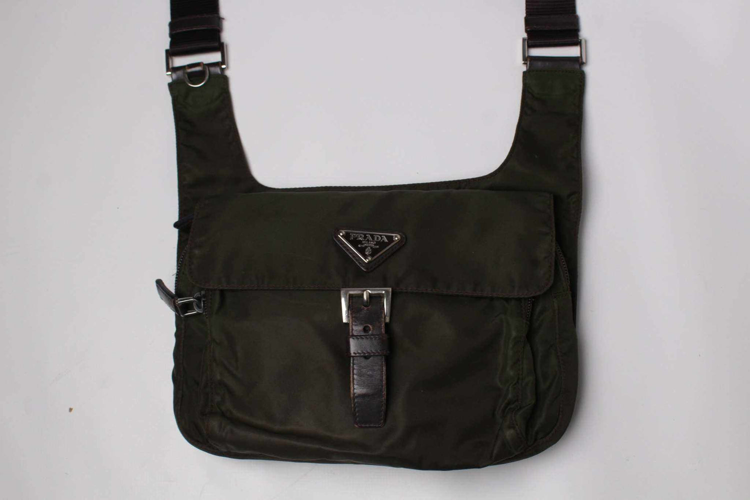 PRADA Messenger Bag One Strap Khaki | LAYZSSHOP | Prada Vintage