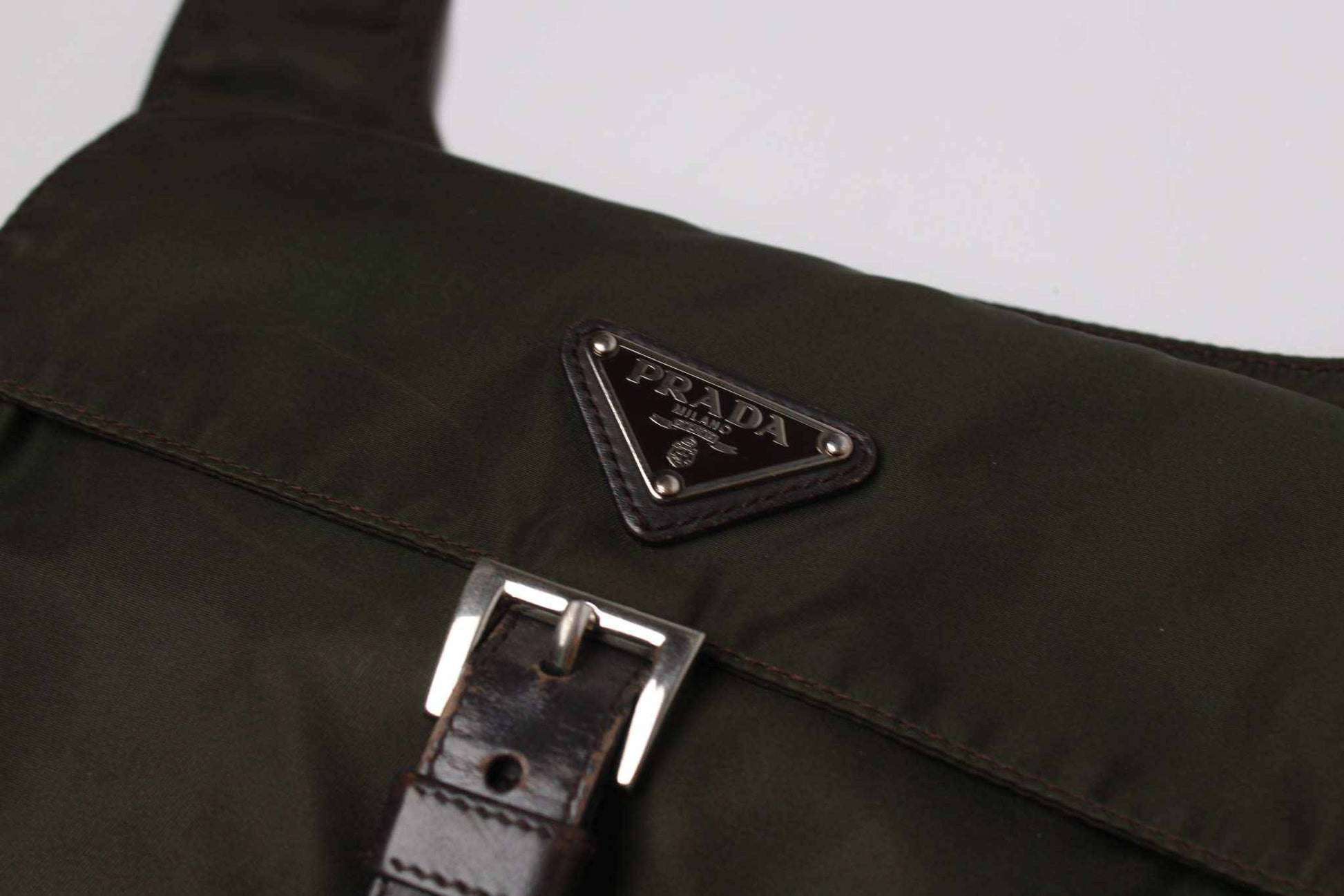 PRADA Messenger Bag One Strap Khaki | LAYZSSHOP | Prada Vintage