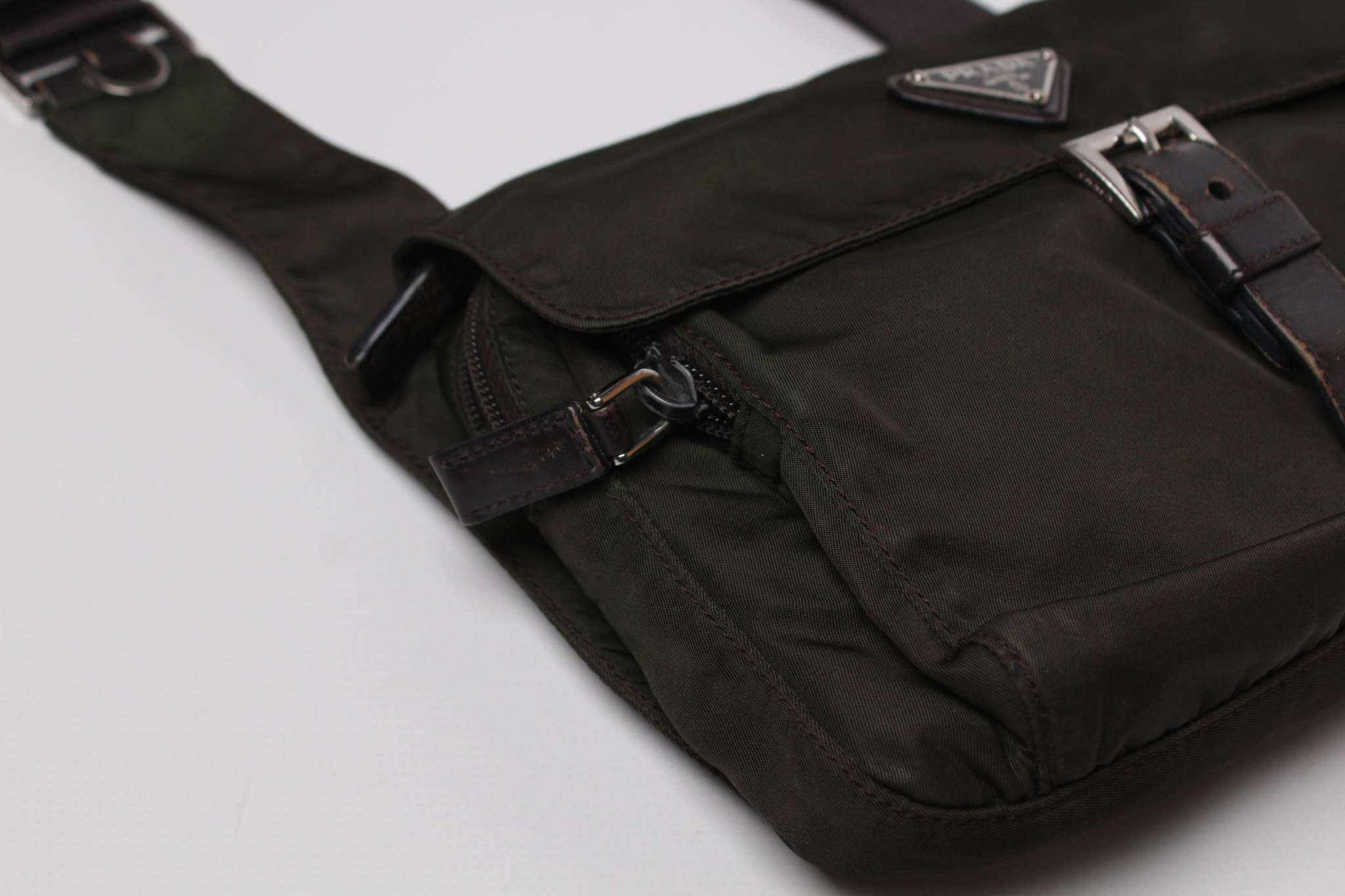 PRADA Messenger Bag One Strap Khaki | LAYZSSHOP | Prada Vintage