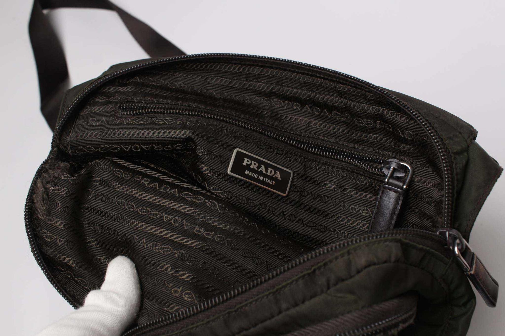 PRADA Messenger Bag One Strap Khaki | LAYZSSHOP | Prada Vintage