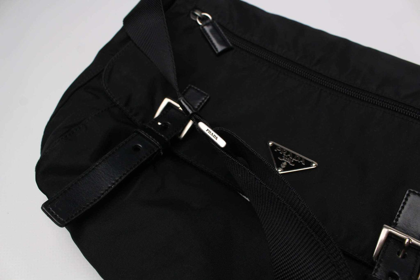 PRADA Messenger Bag Two Strap Black | LAYZSSHOP | Prada Vintage