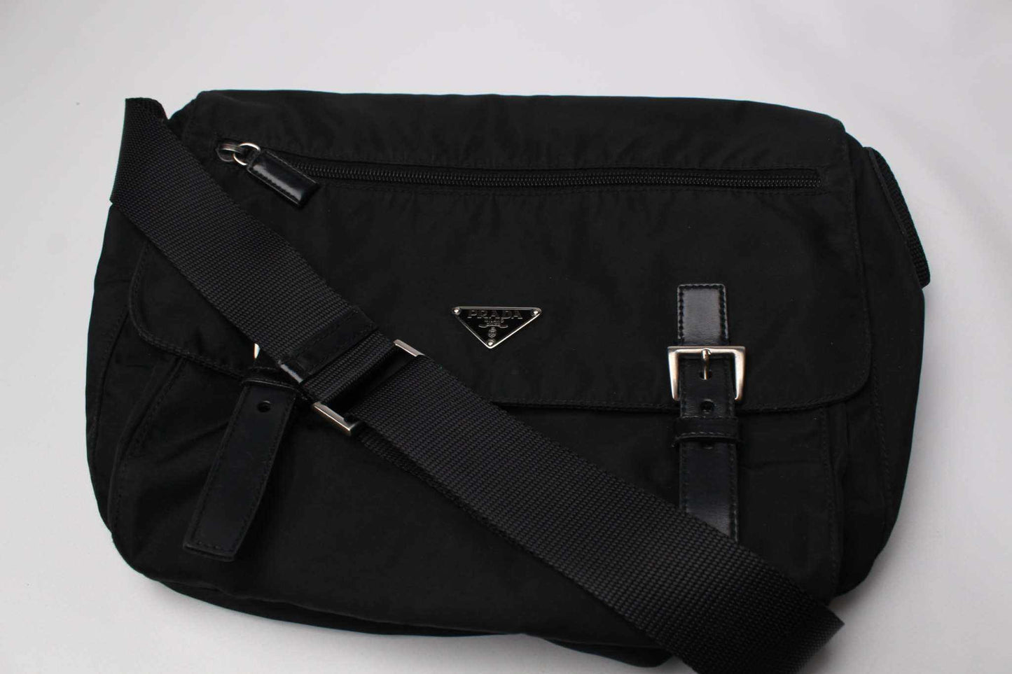 PRADA Messenger Bag Two Strap Black | LAYZSSHOP | Prada Vintage