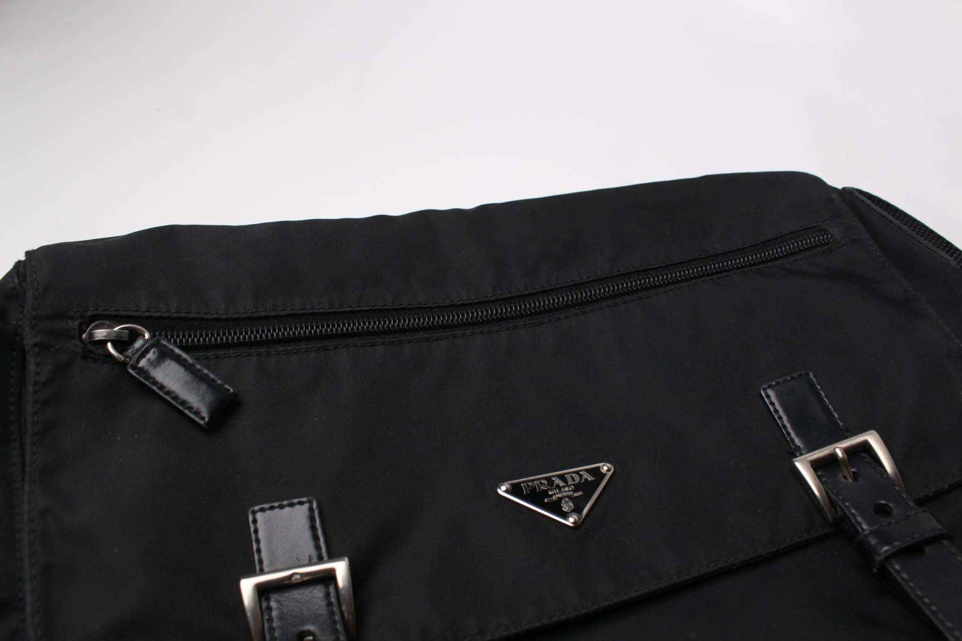 PRADA Messenger Bag Two Strap Black | LAYZSSHOP | Prada Vintage