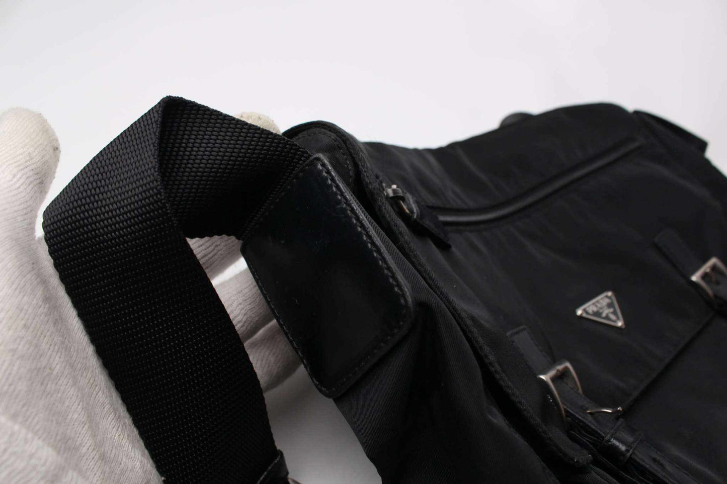 PRADA Messenger Bag Two Strap Black | LAYZSSHOP | Prada Vintage