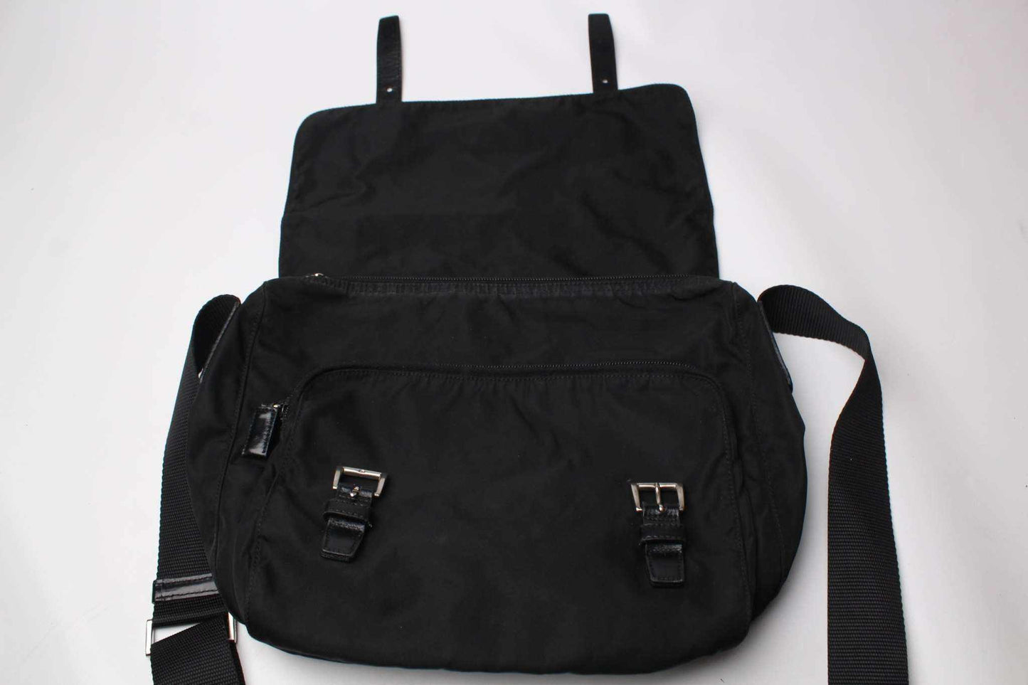 PRADA Messenger Bag Two Strap Black | LAYZSSHOP | Prada Vintage