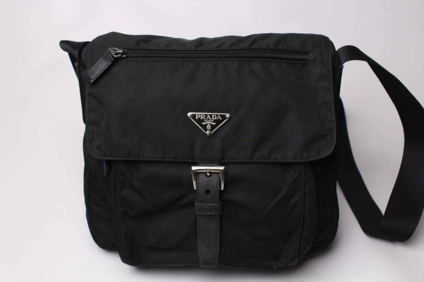 PRADA Messenger Bag One Strap Black | LAYZSSHOP | Prada Vintage