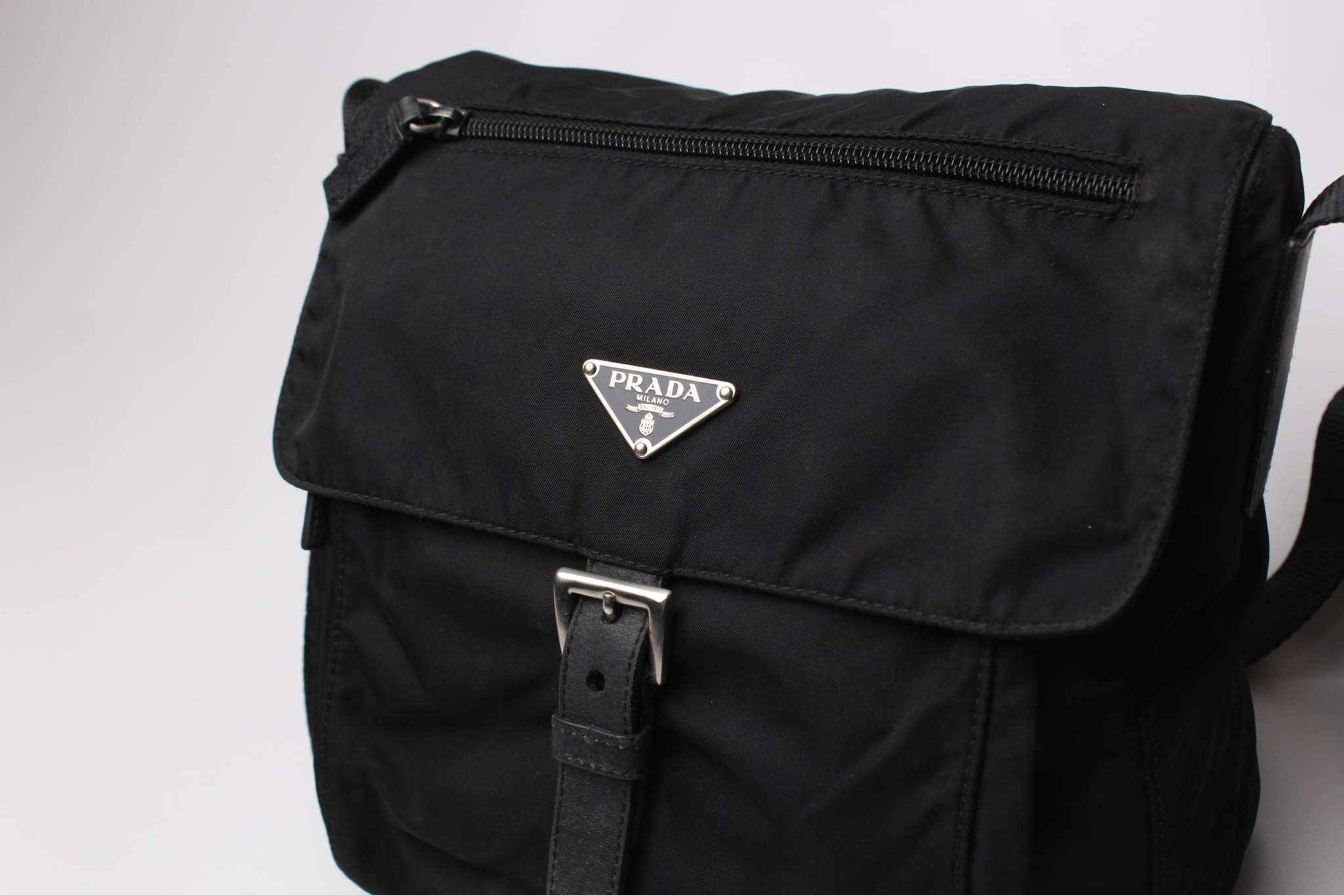 PRADA Messenger Bag One Strap Black | LAYZSSHOP | Prada Vintage