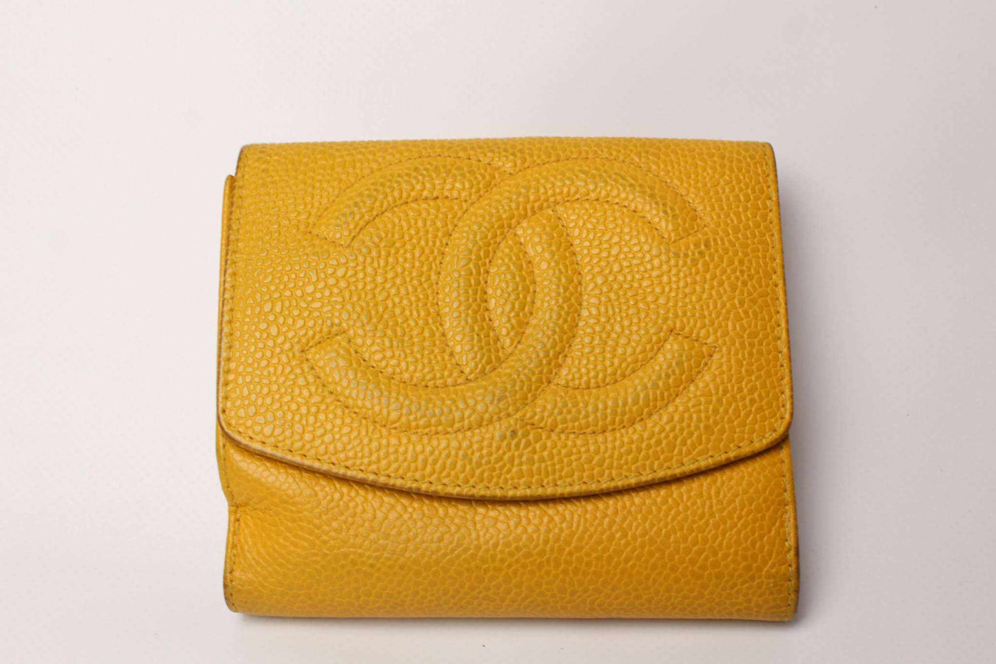 CHANEL Leather Wallet Yellow with Box | LAYZSSHOP | Chanel Vintage