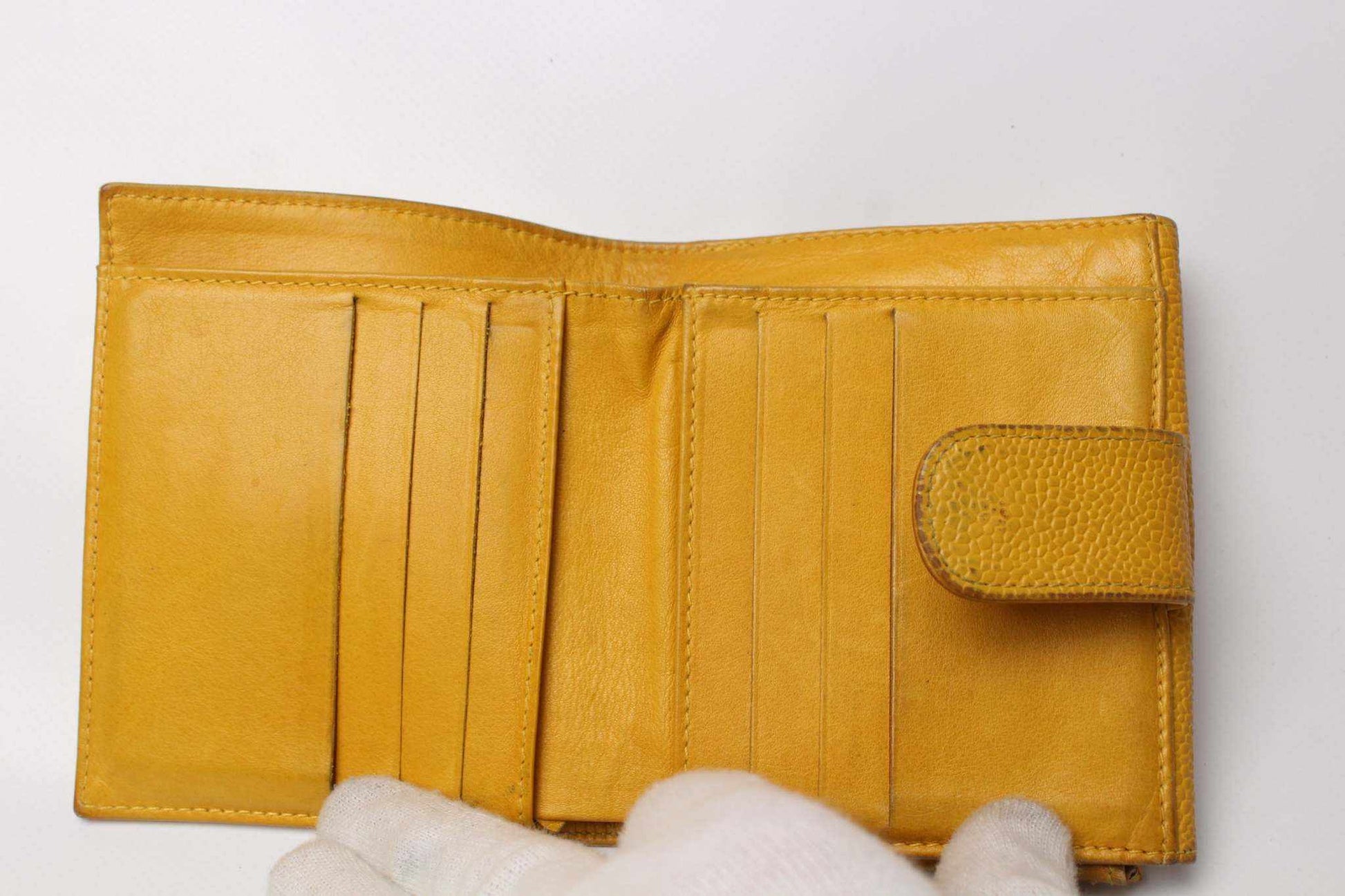 CHANEL Leather Wallet Yellow with Box | LAYZSSHOP | Chanel Vintage