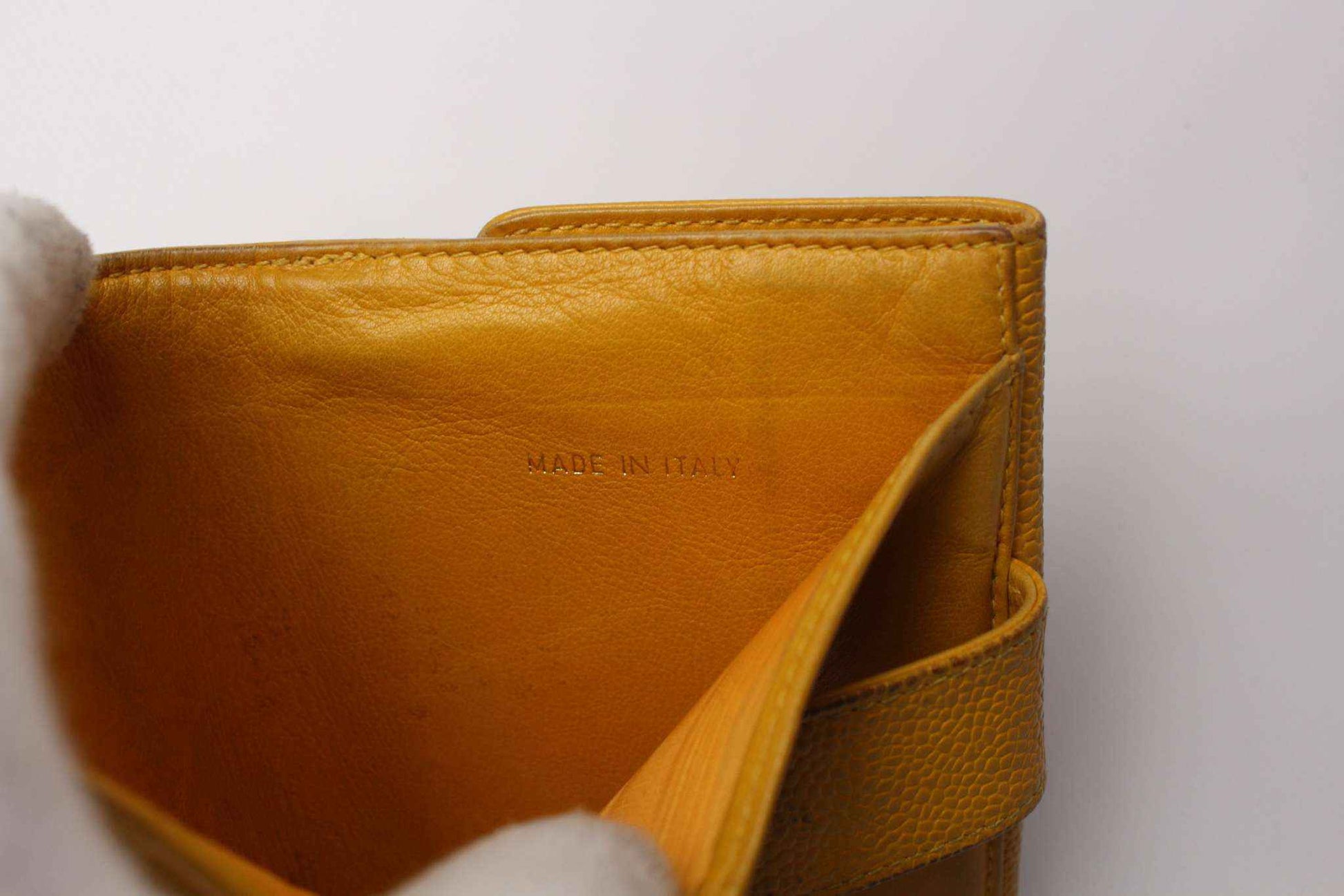 CHANEL Leather Wallet Yellow with Box | LAYZSSHOP | Chanel Vintage