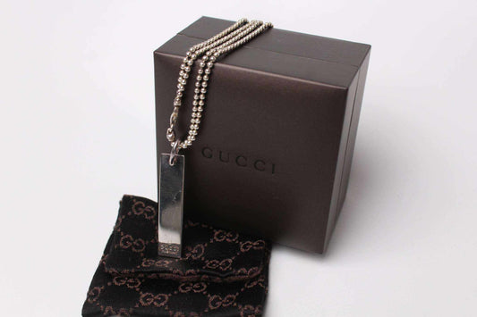 GUCCI S925 Ingot Necklace in silver with box and dust bag.