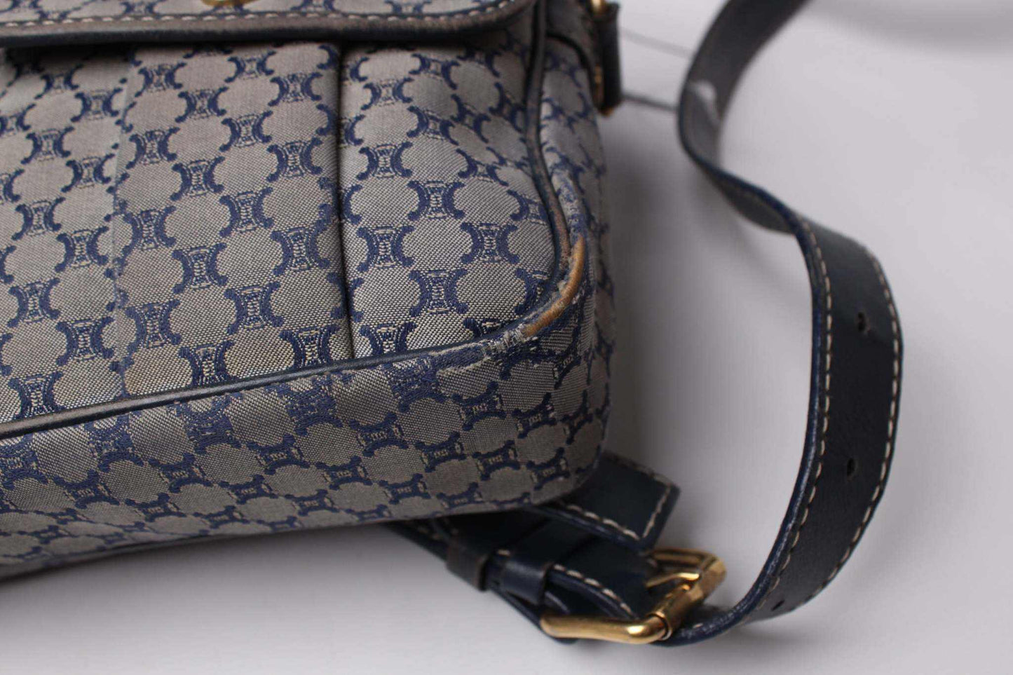 CELINE Sidebag Blue Monogramm | LAYZSSHOP | Celine Vintage