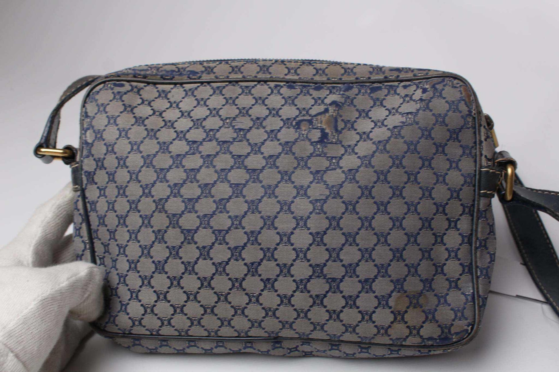 CELINE Sidebag Blue Monogramm | LAYZSSHOP | Celine Vintage