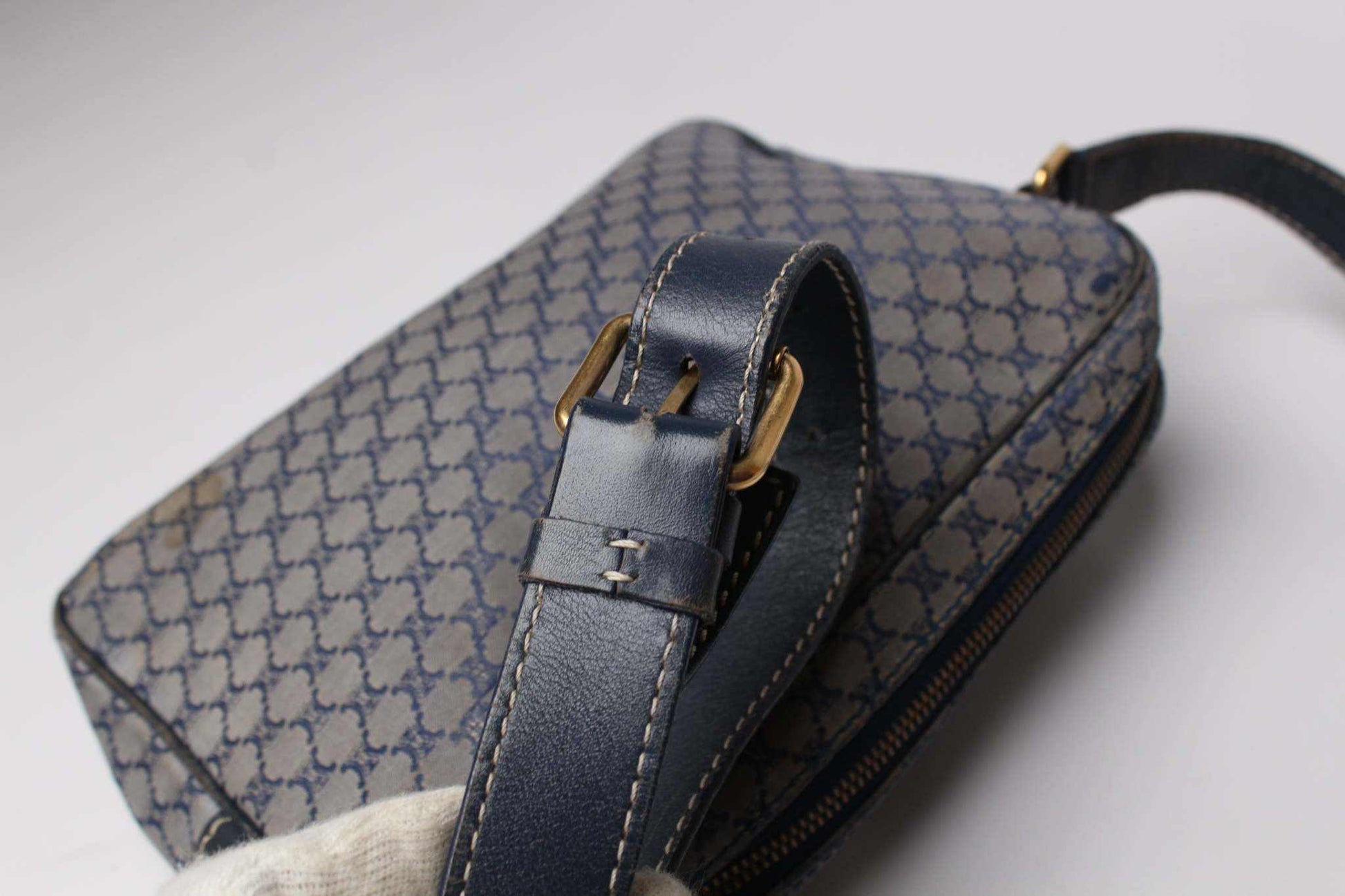 CELINE Sidebag Blue Monogramm | LAYZSSHOP | Celine Vintage