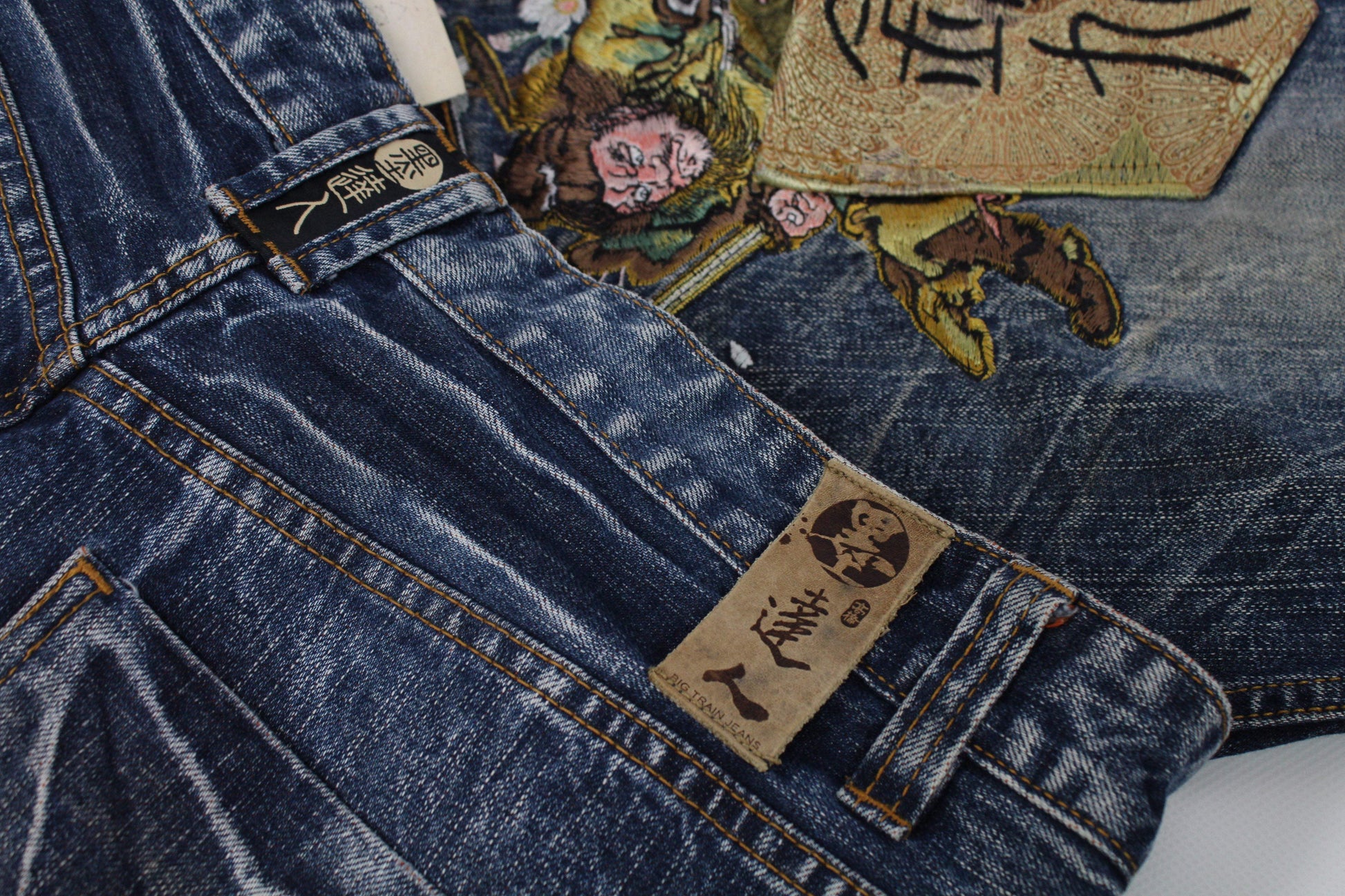 BIG TRAIN Embroidery Denim 3/4 | LAYZSSHOP | Big Train Vintage