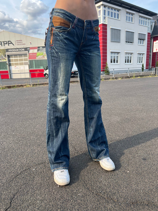 SWELL JEANS Embroidery Flared Denim (Stealdrop) | LAYZSSHOP | Swell Jeans Vintage