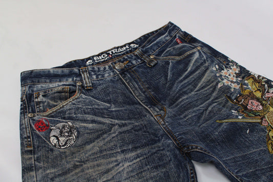 BIG TRAIN Embroidery Denim 3/4 | LAYZSSHOP | Big Train Vintage