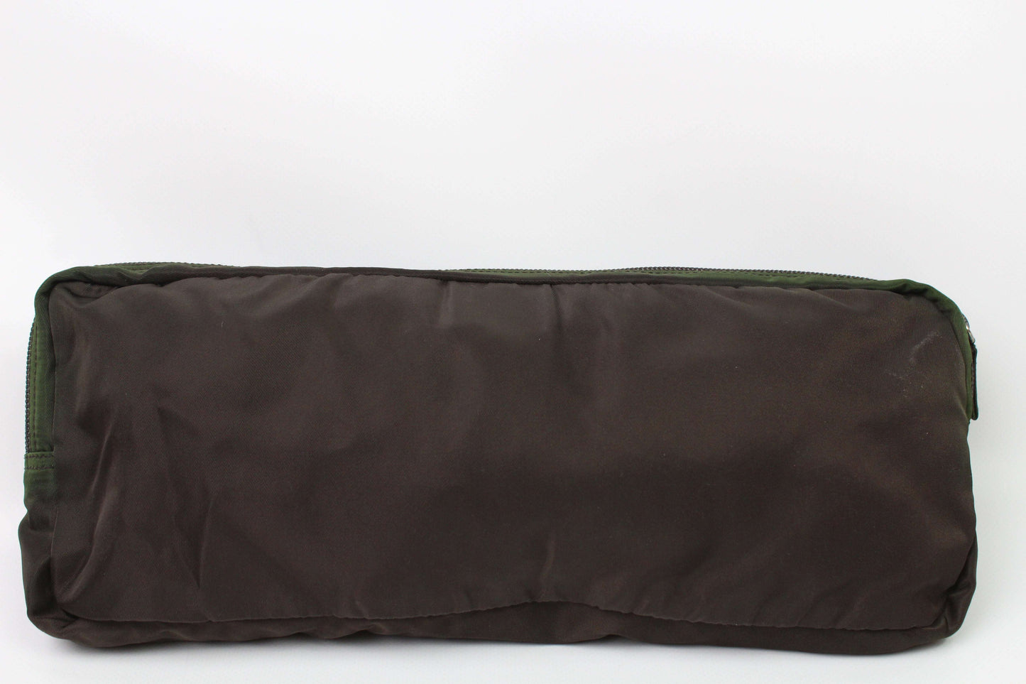 PRADA khaki nylon clutch, size 34x15x7cm, condition 8/10.