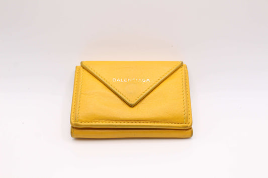 Balenciaga Portmonee Yellow leather wallet, size 10x7, in good condition.