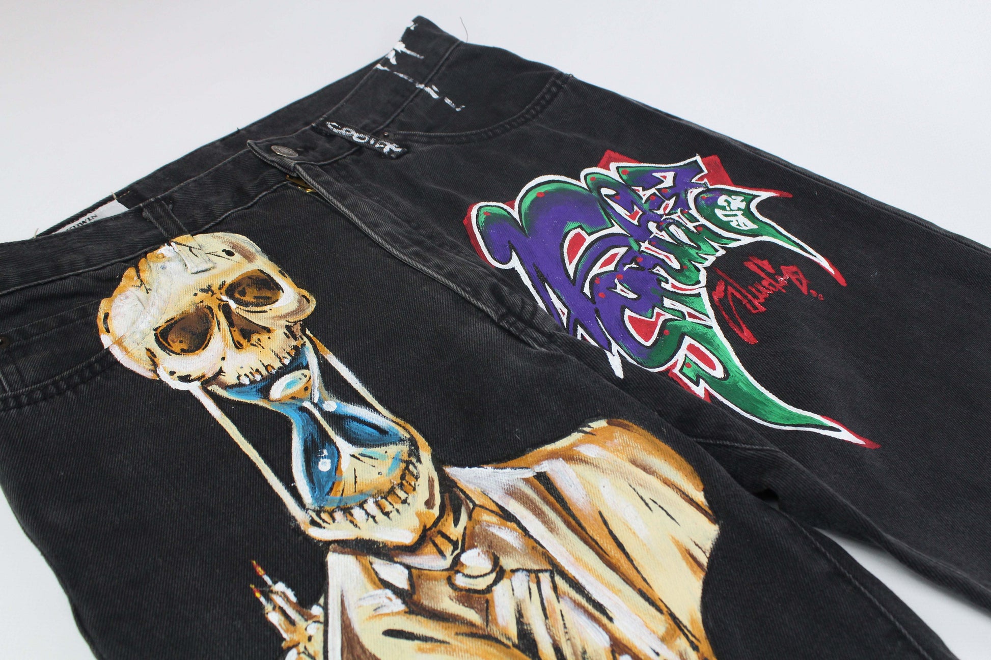 Edwin Denim Hand Painted Custom 1/1, black/gray, straight fit, 100% cotton.