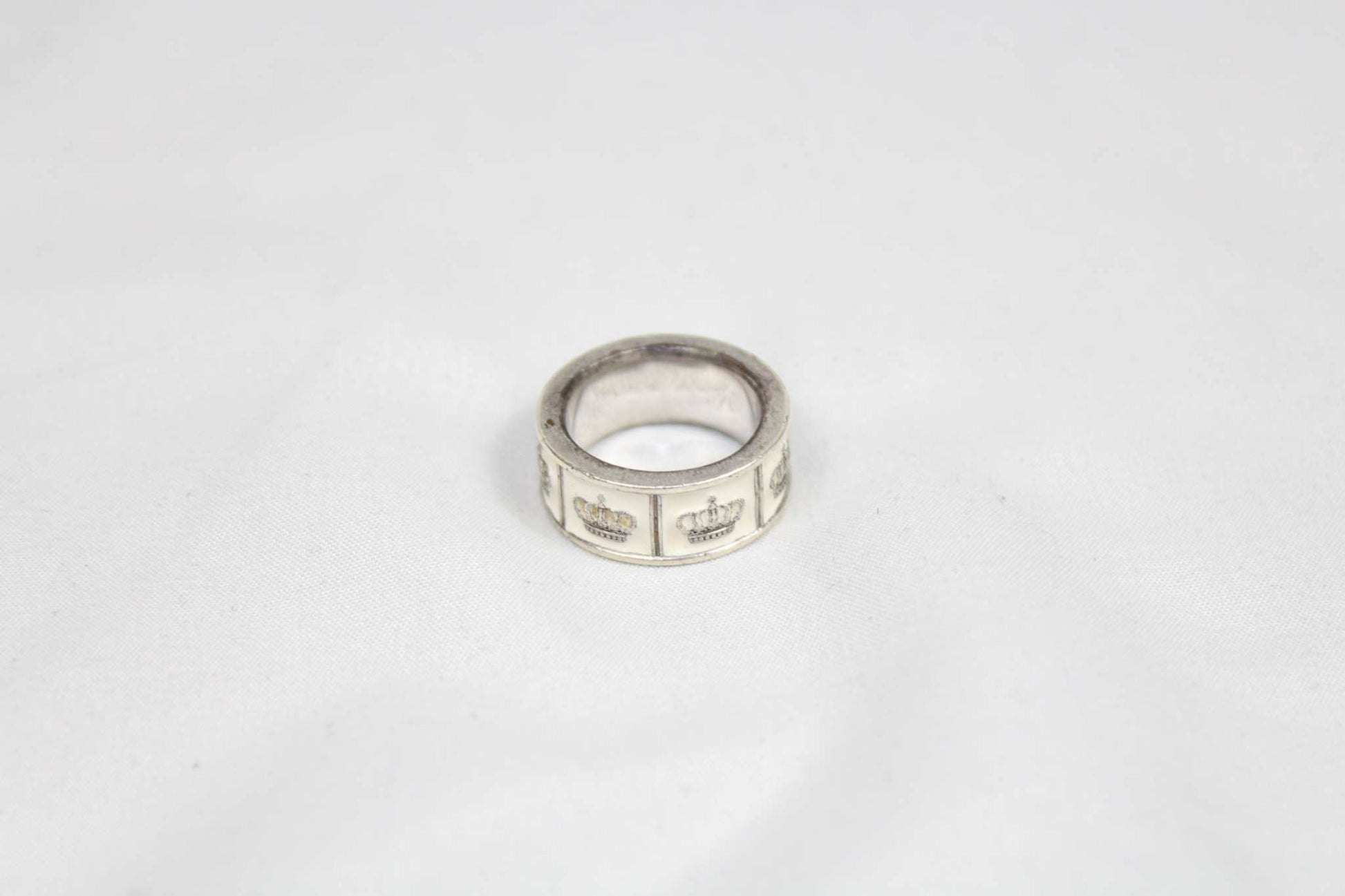 Justin Davis Silver Ring White 925 SV, size 16.9mm, good condition with light scratches.