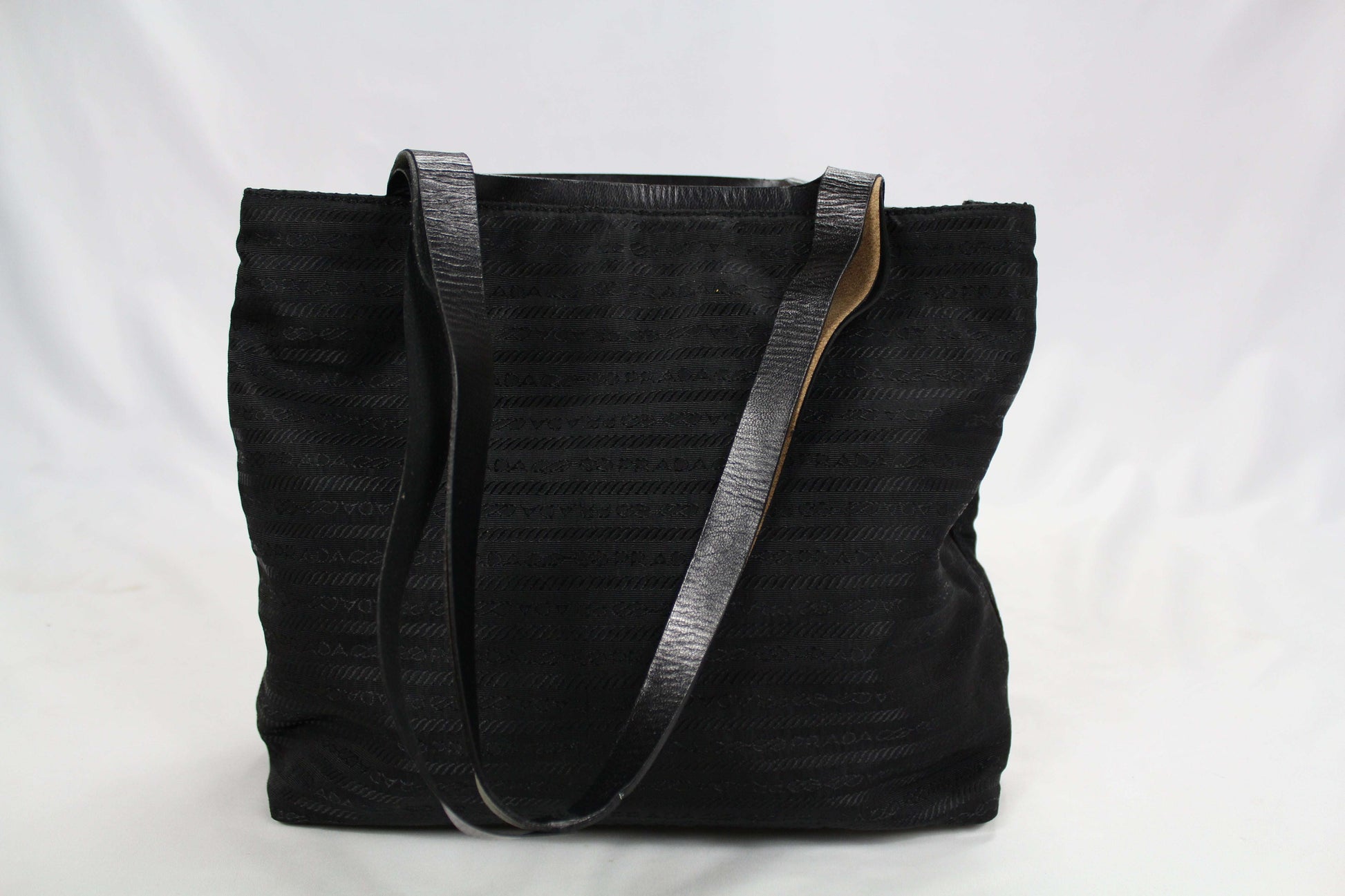 Black Prada Shopper Inside-Out bag with handles, size 31x25x10cm.