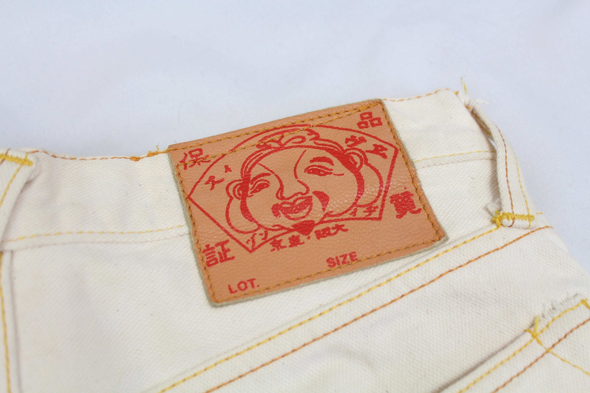 Evisu Pants with White and Red Logo Selvedge Denim, size 28, good condition.