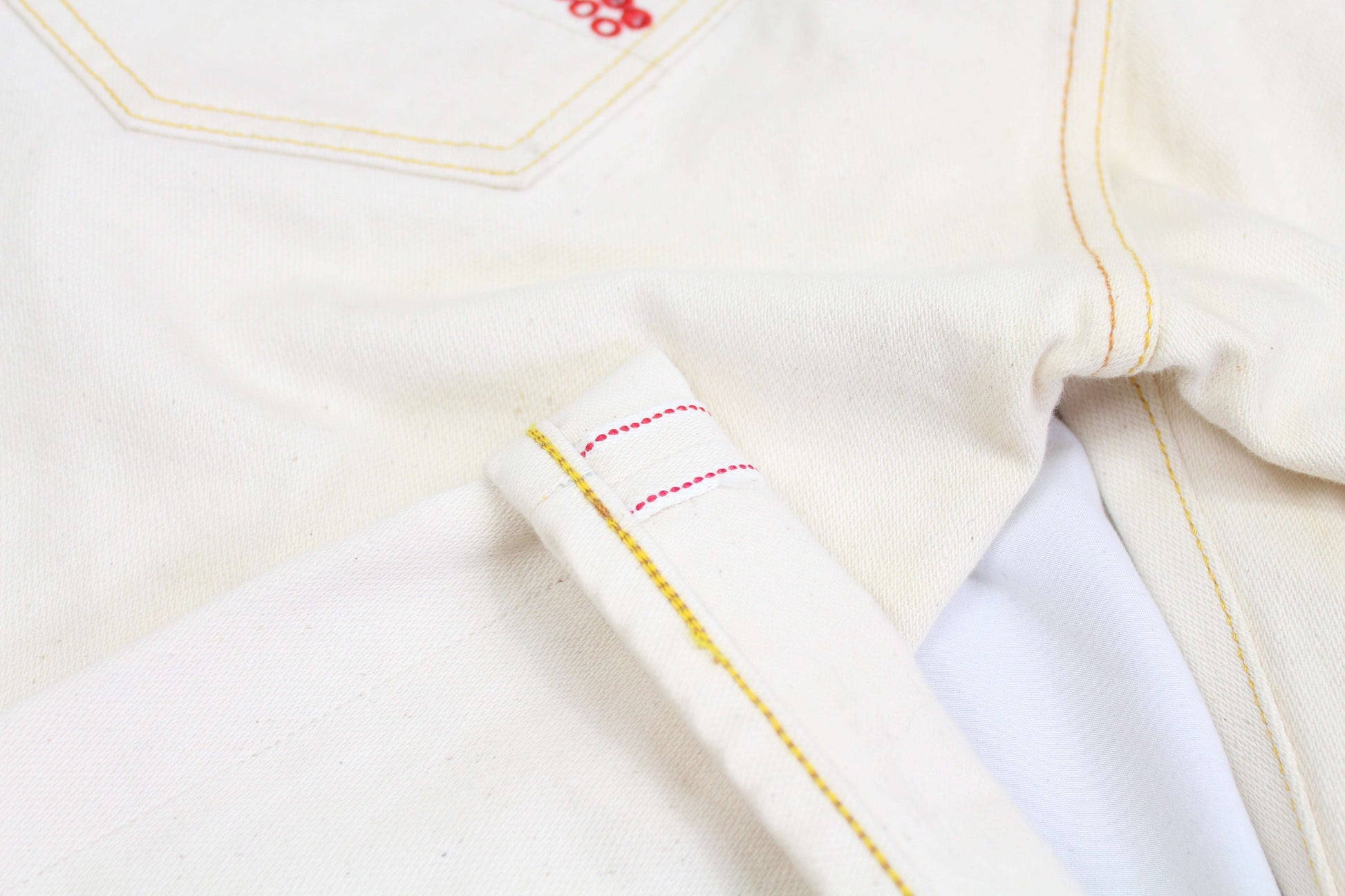 Evisu Pants White/Red Logo Selvedge Denim Detail