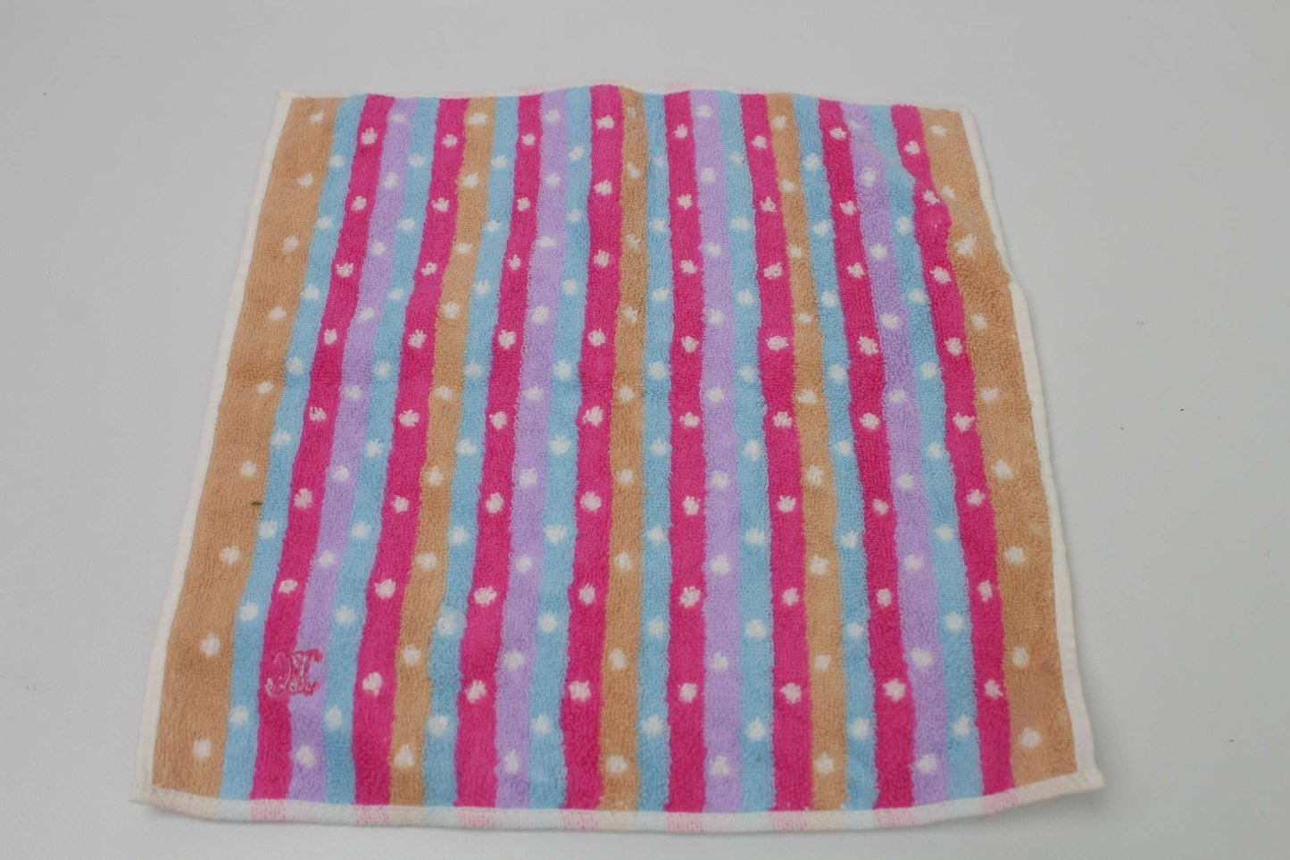 Colorful CELINE scarf with stripe and dot pattern, size 25x25 cm.