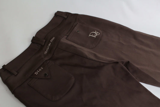 DIOR Nylon Pants Brown, size 40, straight fit, brown color.