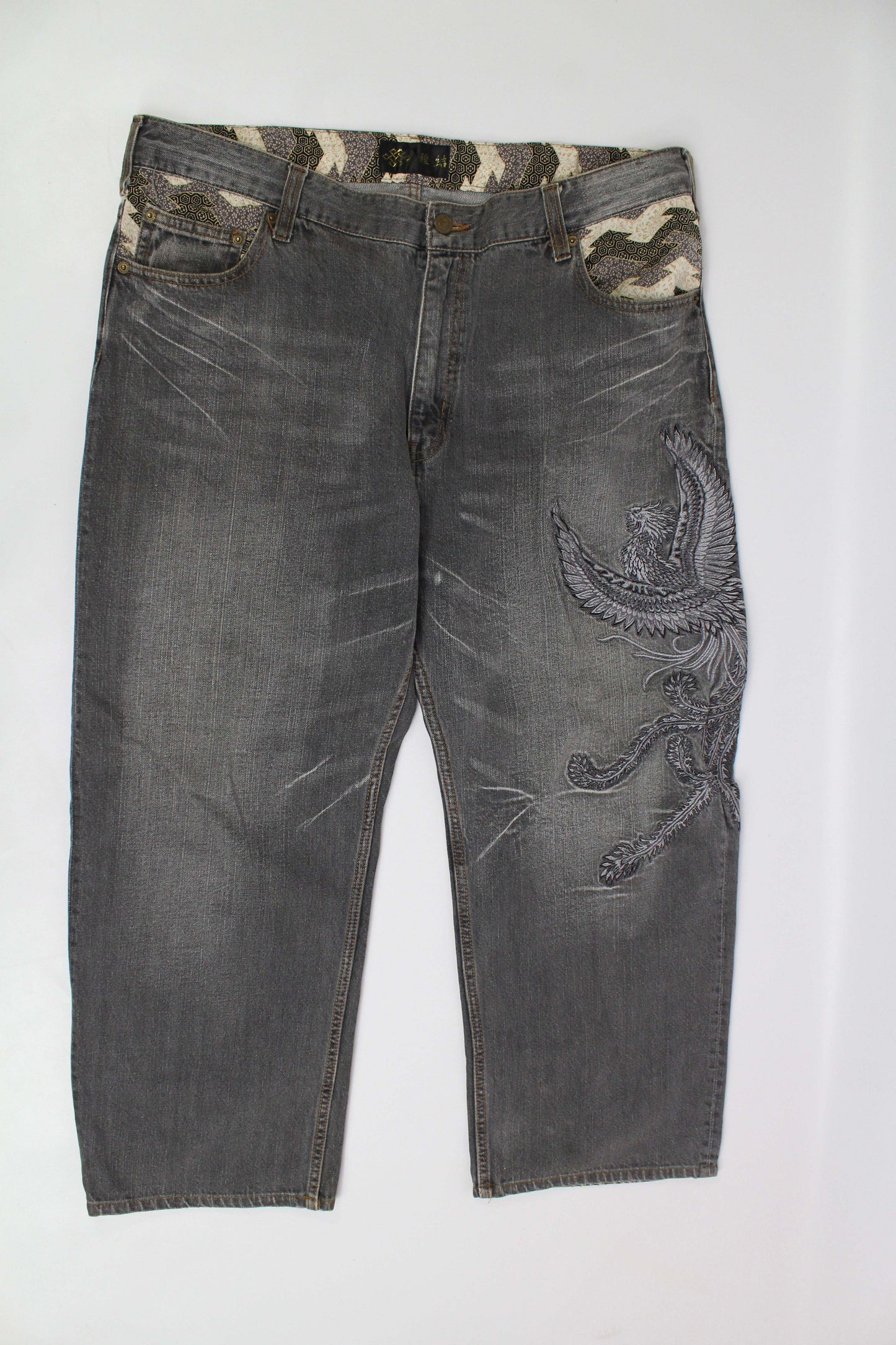 Japanese Embroidery Dragon Denim - Hose