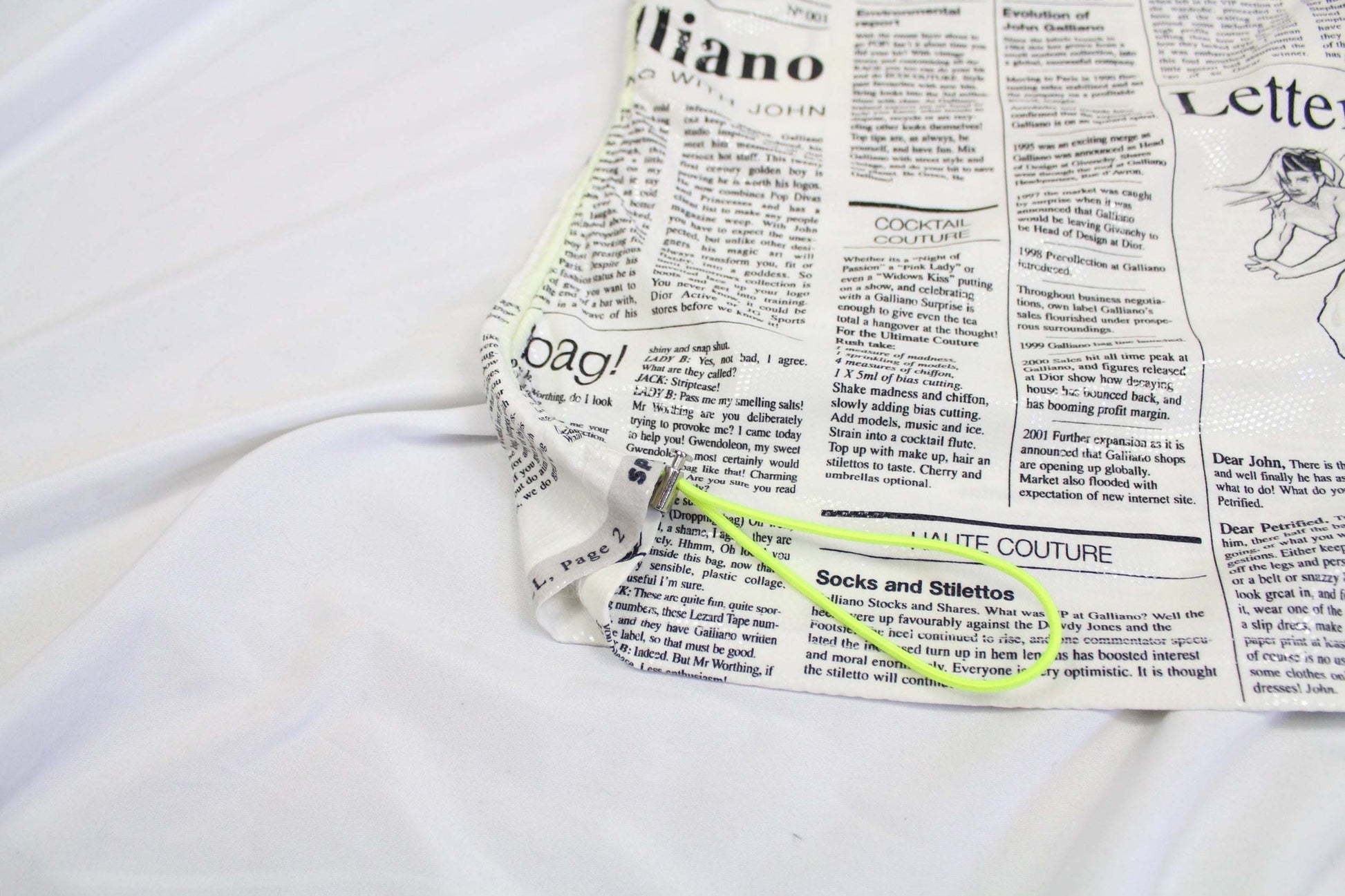 JOHN GALLIANO Newspaper Top with black and white print and neon accents