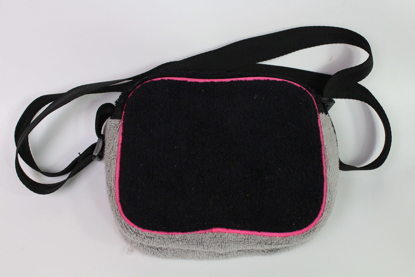 NIKE Custom Bag made from original towels, gray, black, and pink, size 18x15 cm.