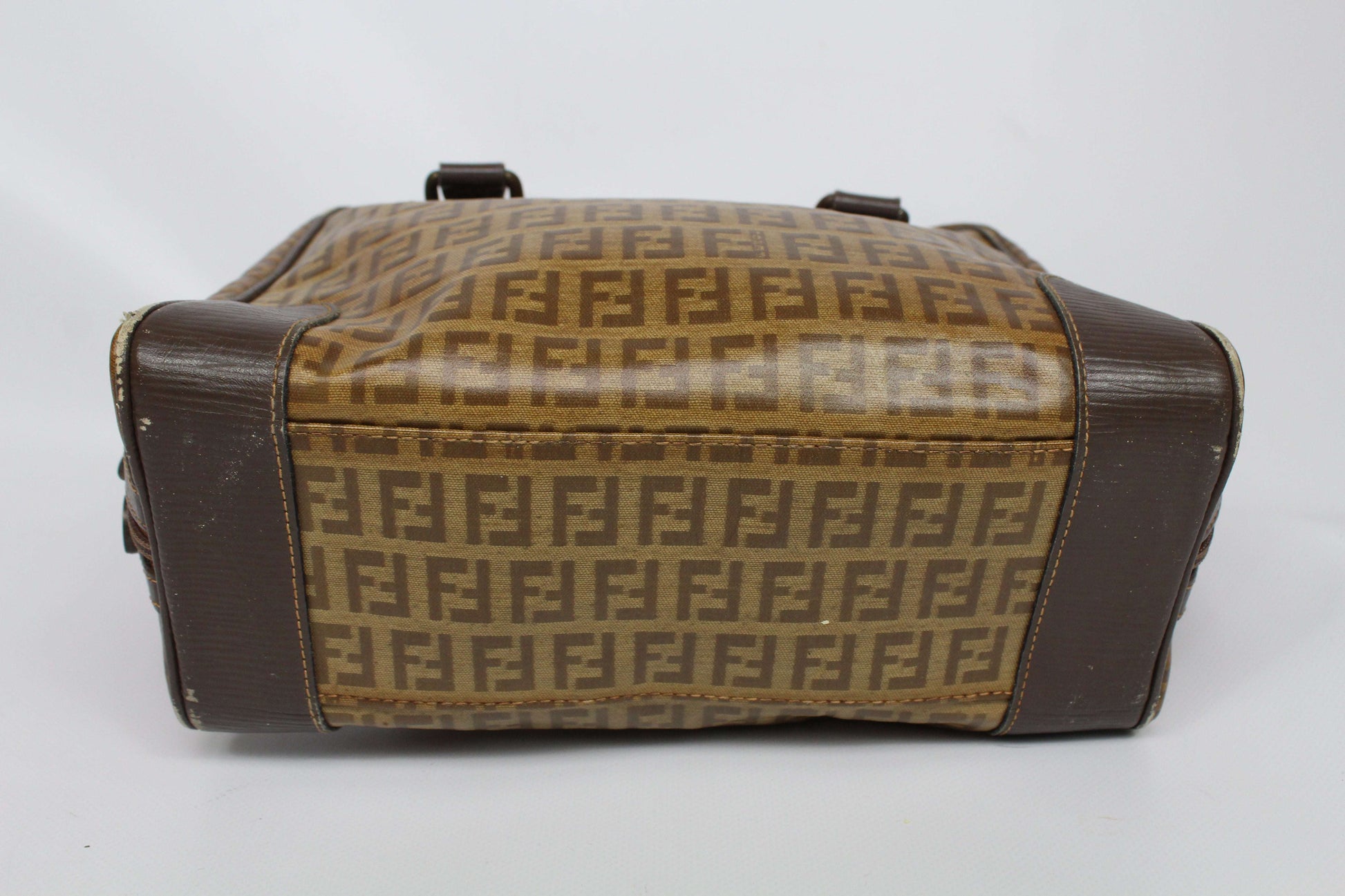 FENDI Monogram Bowling Bag in brown canvas, condition 7/10, vintage.