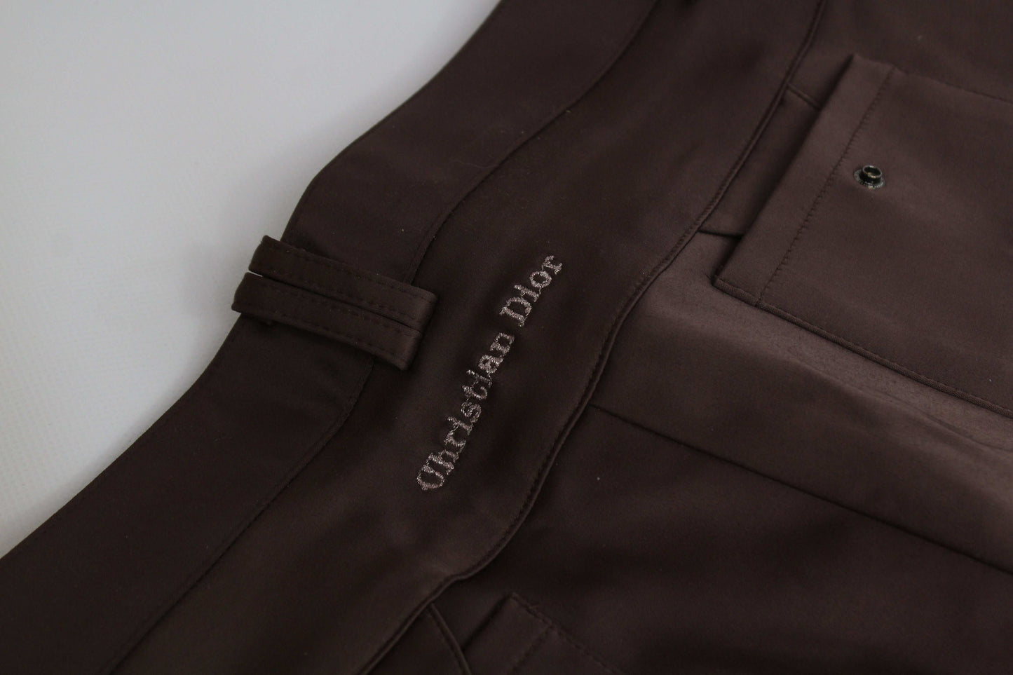 DIOR Nylon Pants Brown with straight fit and minor wear marks.