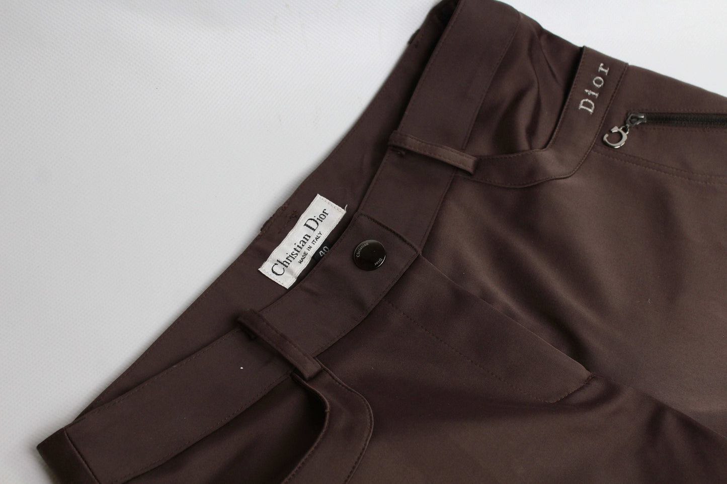 DIOR Nylon Pants Brown, size 40, straight fit, brown color, minimal wear.