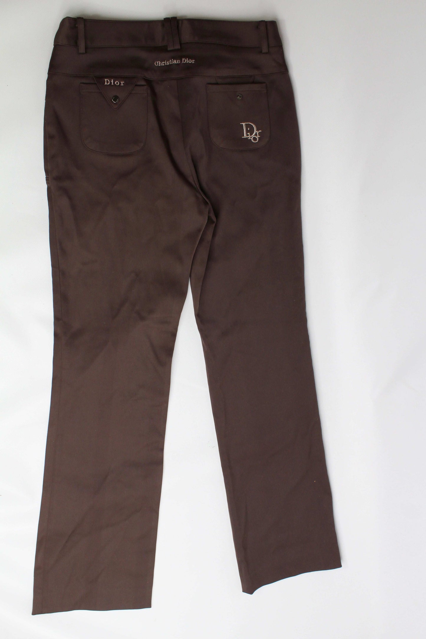 DIOR Nylon Pants Brown with straight fit and slight flare, size 40, brown color, gently used condition.