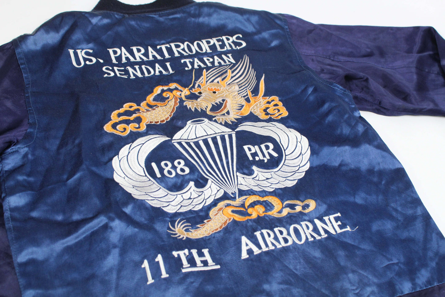 US Paratroopers Sendai Japan blue jacket with 11th Airborne embroidery.